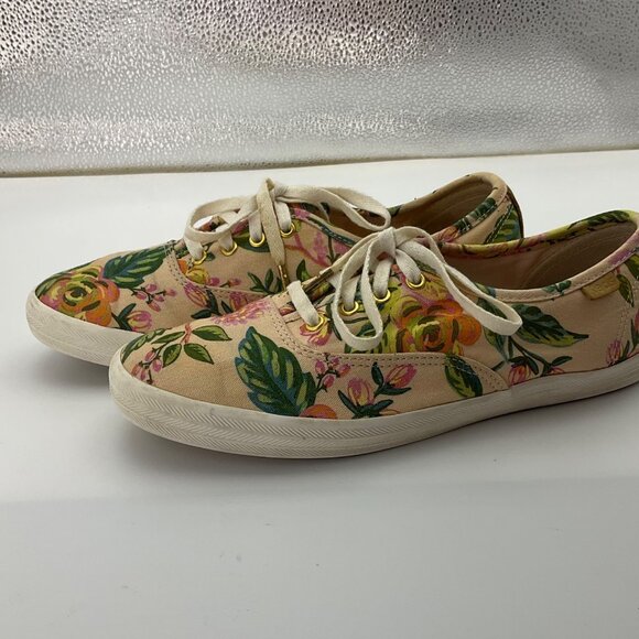 Keds Rifle Paper Collab Sz 6 Floral Canvas Sneakers Shoes Preppy Cottage* Read - Picture 2 of 15
